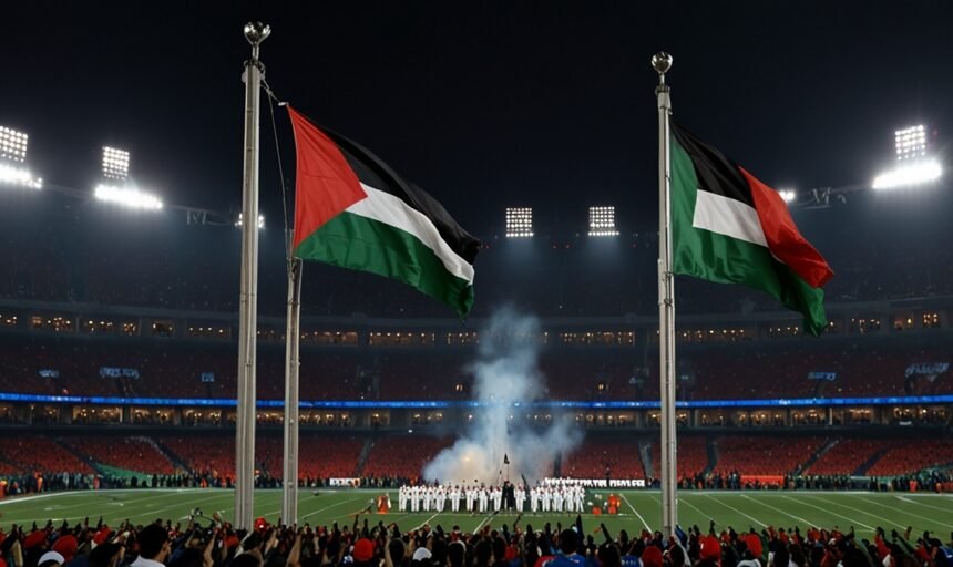 Super Bowl Halftime Show Sparks Controversy With Gaza And Sudan Flags